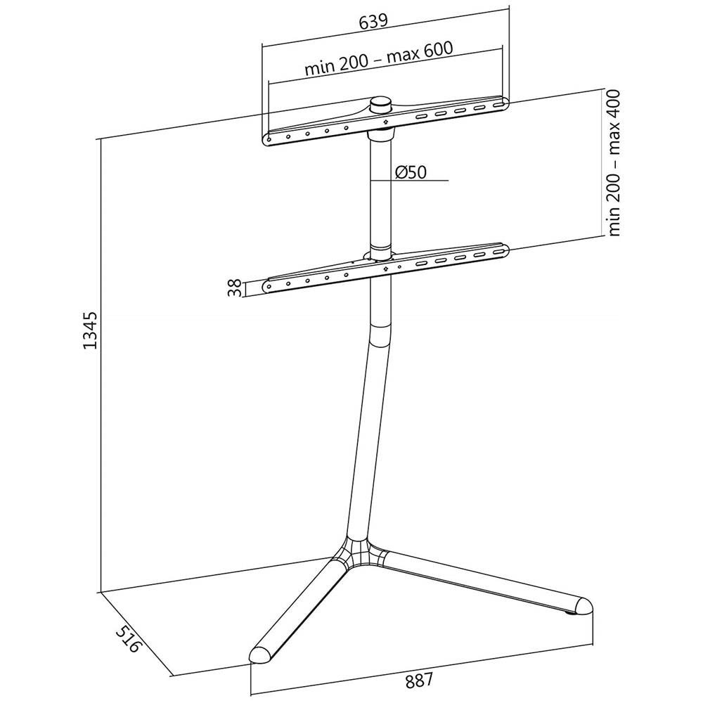 Supporto A Pavimento Per Tv / lcd / led / plasma 49-70'' Base A V Nero - Foto 4