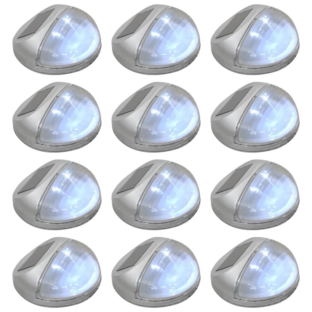 Lampade Solari Da Parete Da Esterni A Led 12 Pz Rotonde Argento - Foto 1