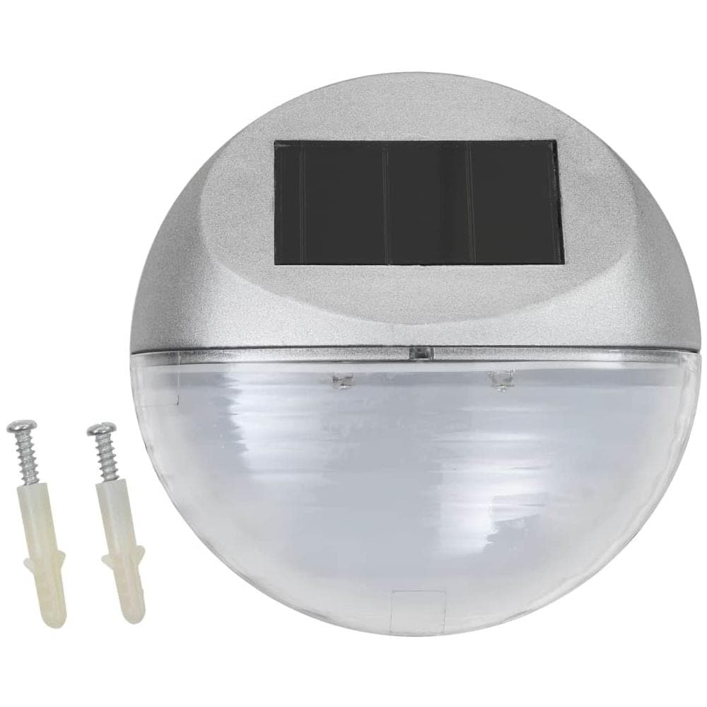 Lampade Solari Da Parete Da Esterni A Led 12 Pz Rotonde Argento - Foto 2