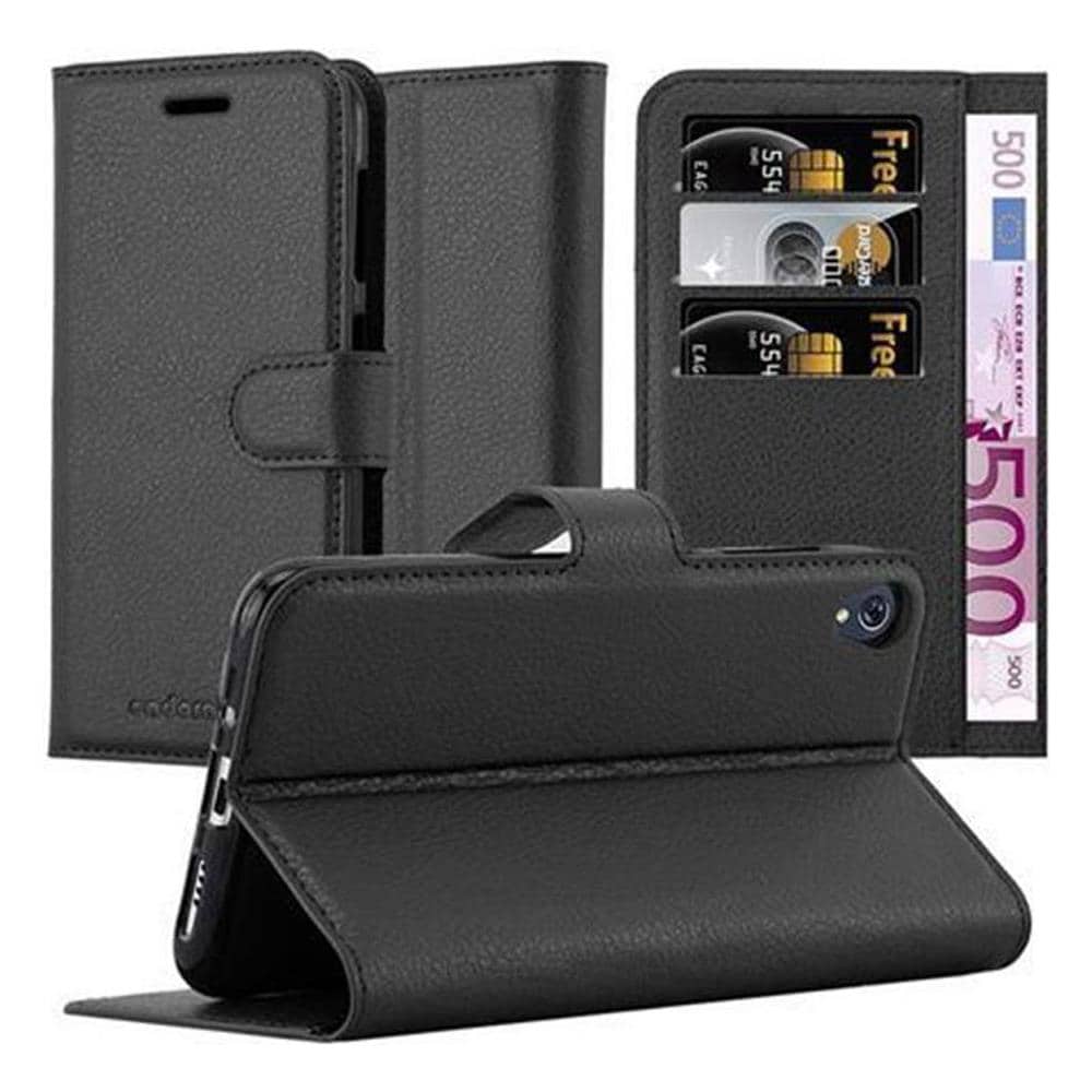 Custodia Compatibile Con Asus Zenfone Live / 3 Go In Nero Carbone - Coperchio Protettiva Con Chiusura Magnetica, Funzione Stand E Tasca Per Le Carte - Foto 1