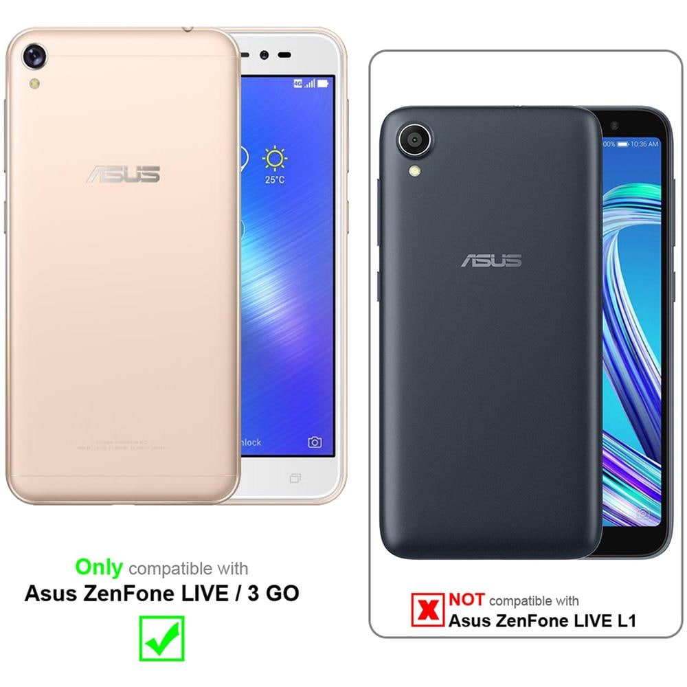 Custodia Compatibile Con Asus Zenfone Live / 3 Go In Nero Carbone - Coperchio Protettiva Con Chiusura Magnetica, Funzione Stand E Tasca Per Le Carte - Foto 2