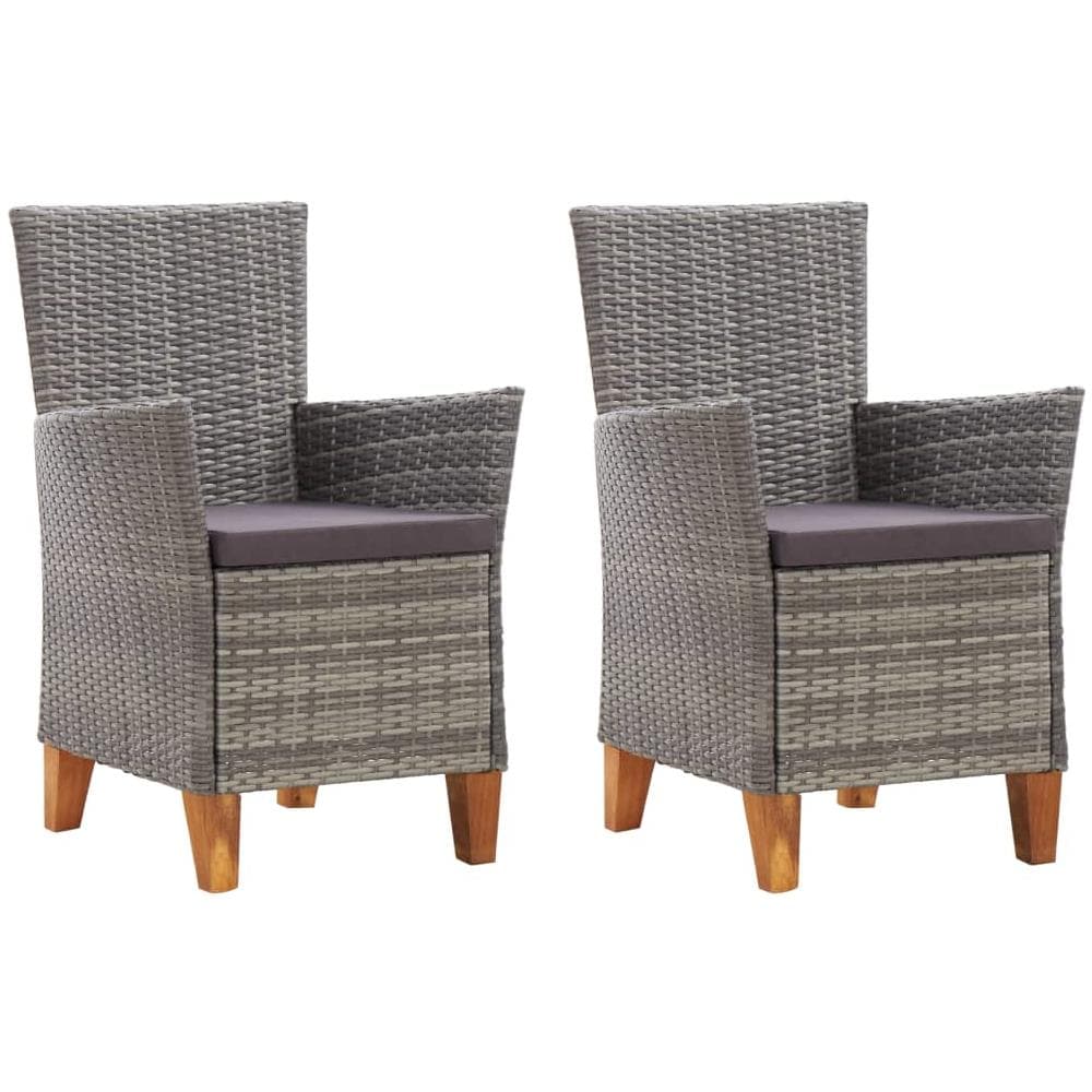 Sedie Da Giardino 2 Pz Con Cuscini In Polyrattan Grigio - Foto 1