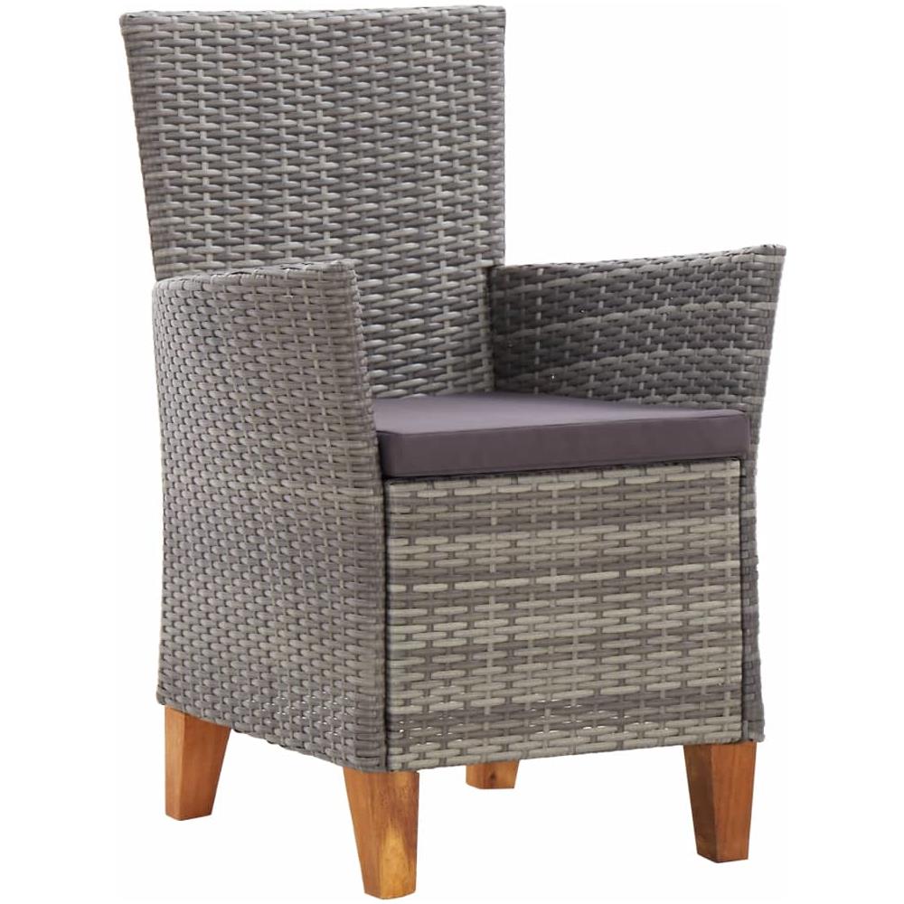 Sedie Da Giardino 2 Pz Con Cuscini In Polyrattan Grigio - Foto 2