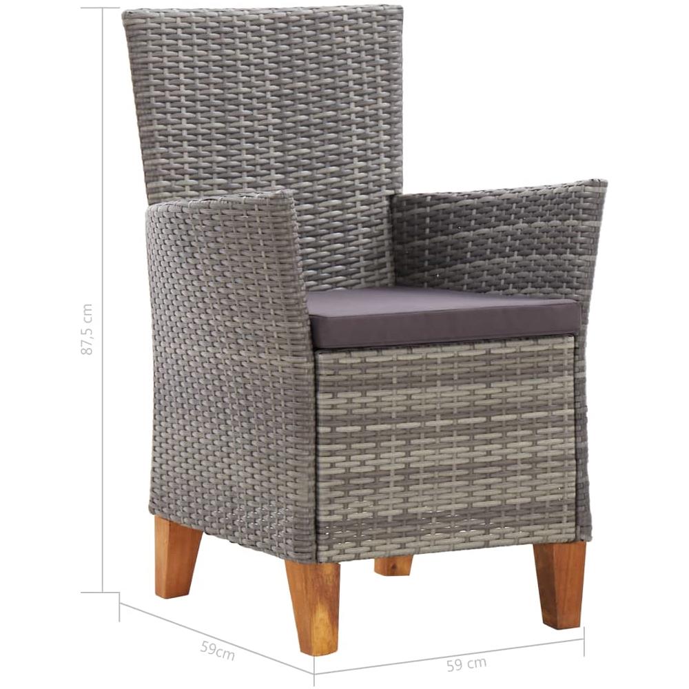 Sedie Da Giardino 2 Pz Con Cuscini In Polyrattan Grigio - Foto 14