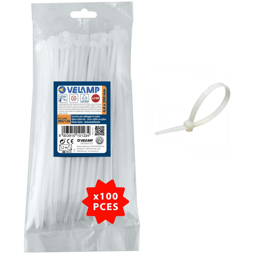 Fascette Bianche In Nylon 4,8x200 100pz - Foto 1