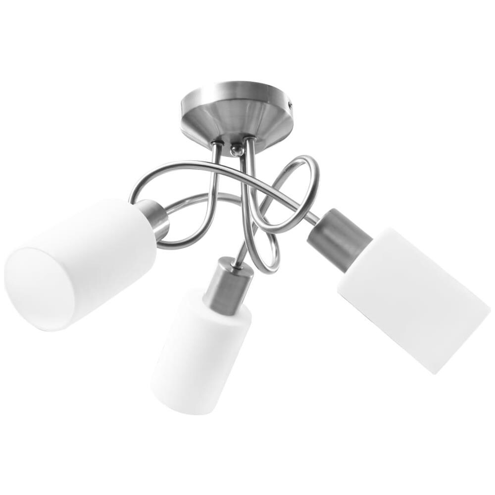 Lampadario Paralume In Ceramica A Cono Bianco 3 Lampadine E14 - Foto 2