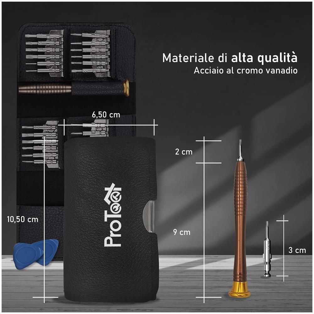 Set Cacciaviti Precisione, Protool Mini Cacciaviti 27 In 1 Professionale, Kit Mini Cacciaviti Riparazioni Per Occhiali, Orologio, Iphone, Ipad, Smartphone, Pc, laptop, Tablet, elettronica, 2 Leve - Foto 7