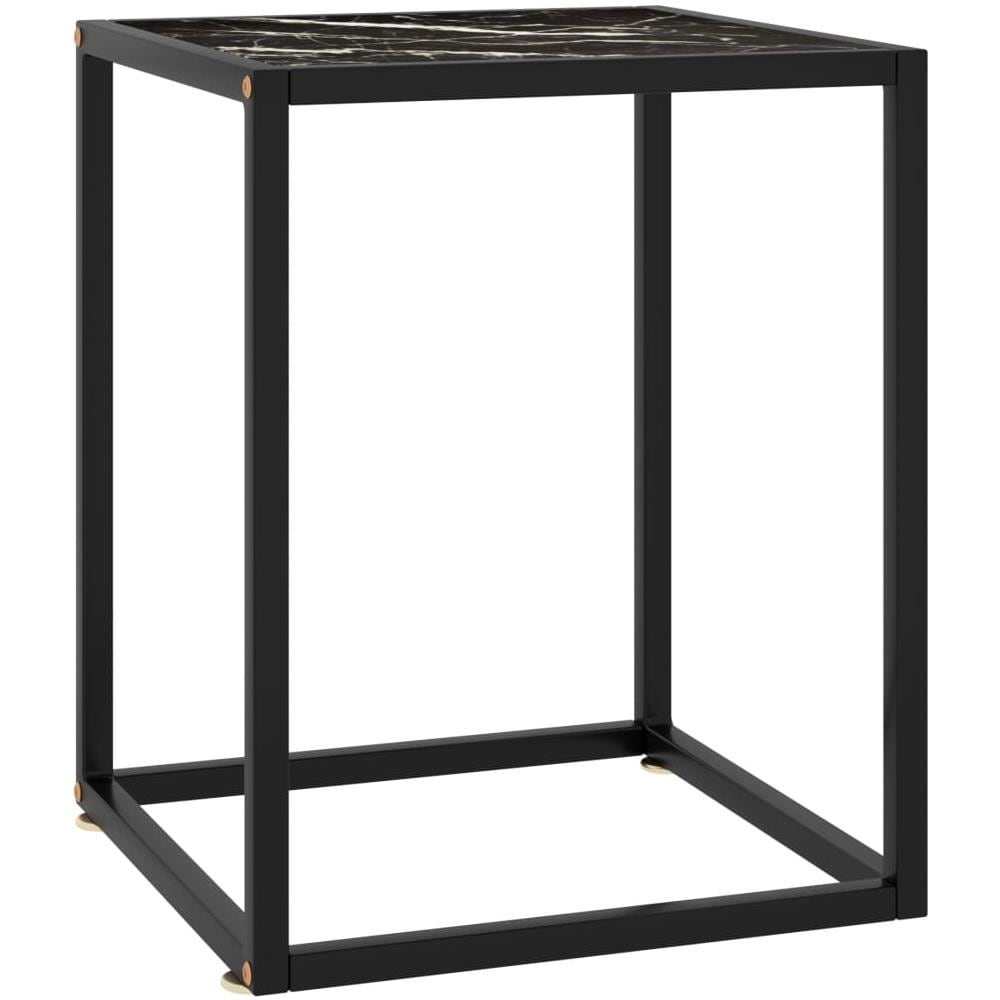 Tavolino Da T Nero Con Vetro Nero Marmorizzato 40x40x50 Cm - Foto 1