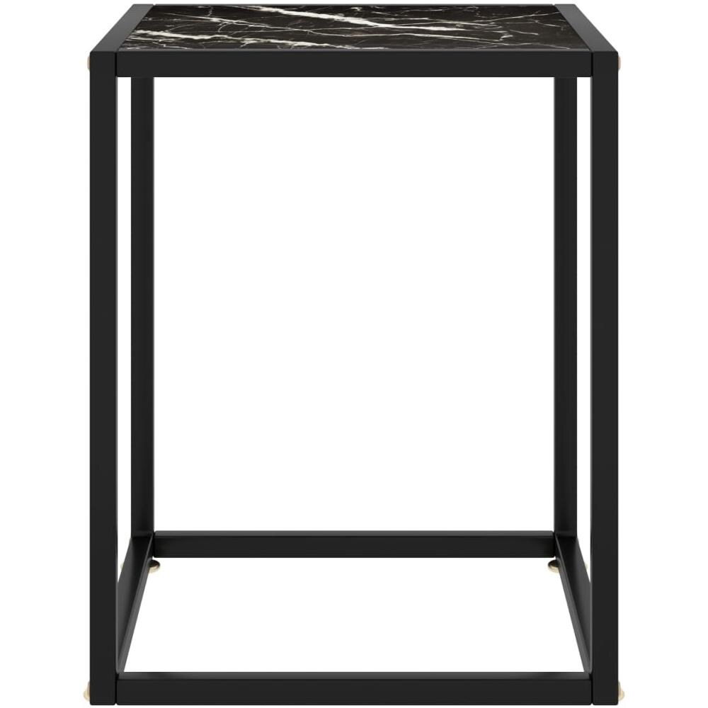 Tavolino Da T Nero Con Vetro Nero Marmorizzato 40x40x50 Cm - Foto 2