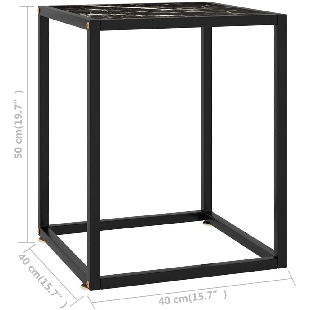 Tavolino Da T Nero Con Vetro Nero Marmorizzato 40x40x50 Cm - Foto 5