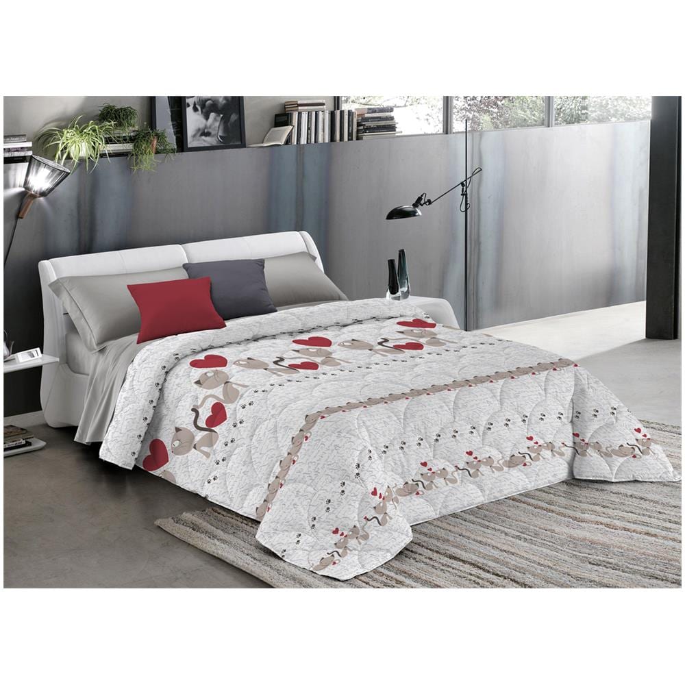 Trapuntino Piumino Estivo 100gr Linea Pensieri Delicati Disegno Gattini Matrimoniale Beige - Foto 1