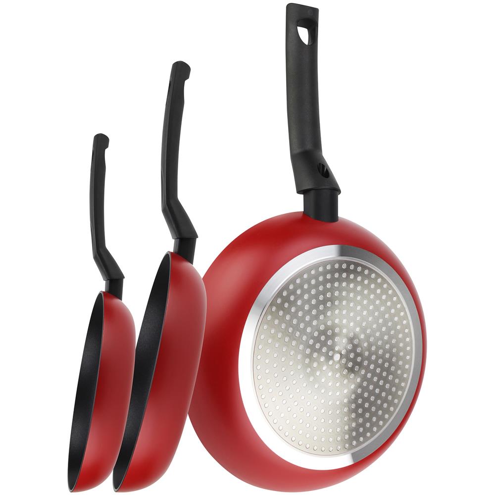 Nela Rouge Set Di 2 Padelle Induzione 20-24-28 Cm, Alluminio 3 Mm, Antiaderente Senza Pfoa Rosso - Foto 2