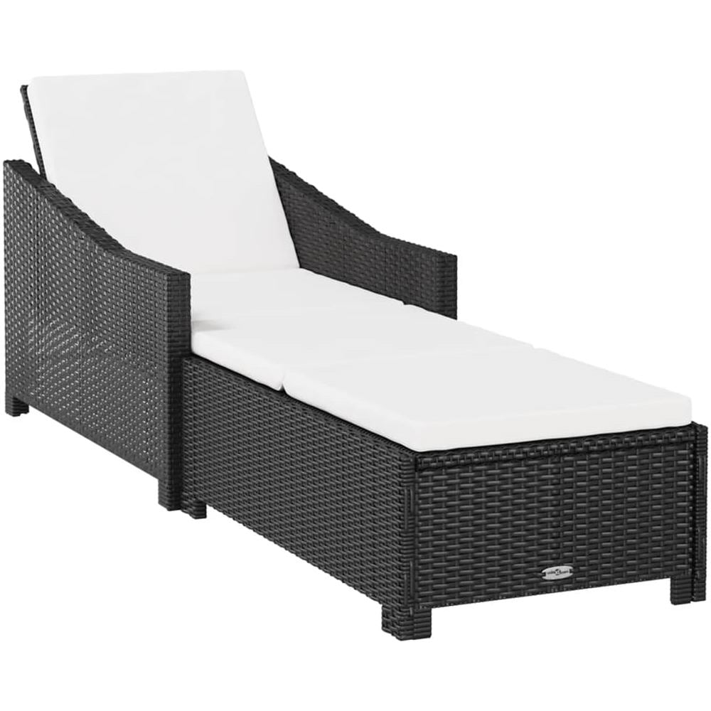 Lettino Prendisole Con Cuscino Bianco Crema In Polyrattan Nero - Foto 2