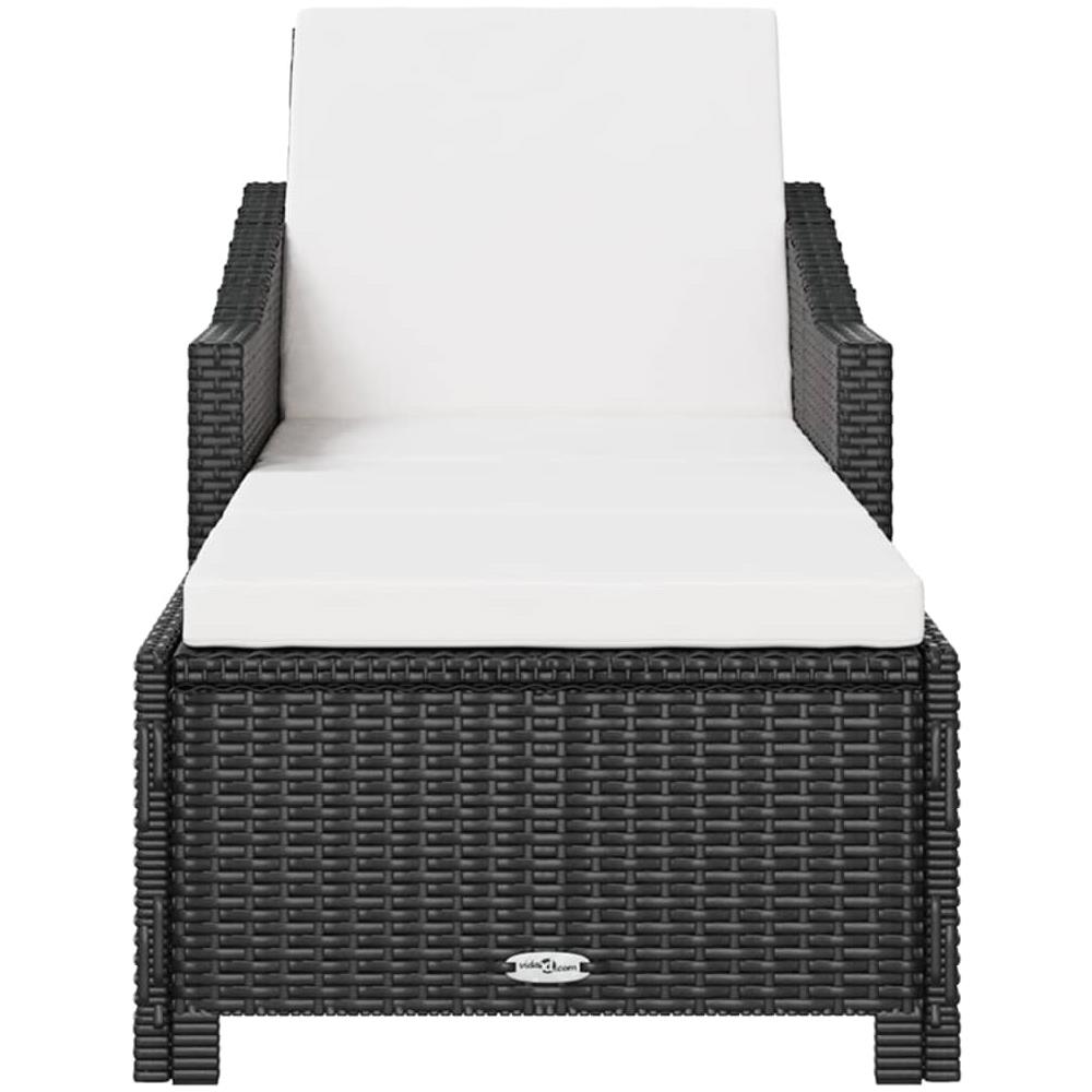 Lettino Prendisole Con Cuscino Bianco Crema In Polyrattan Nero - Foto 3