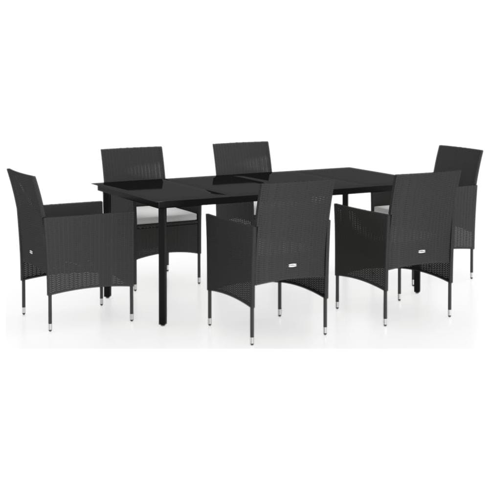 Set Da Pranzo Per Giardino 7 Pz Con Cuscini Nero - Foto 2