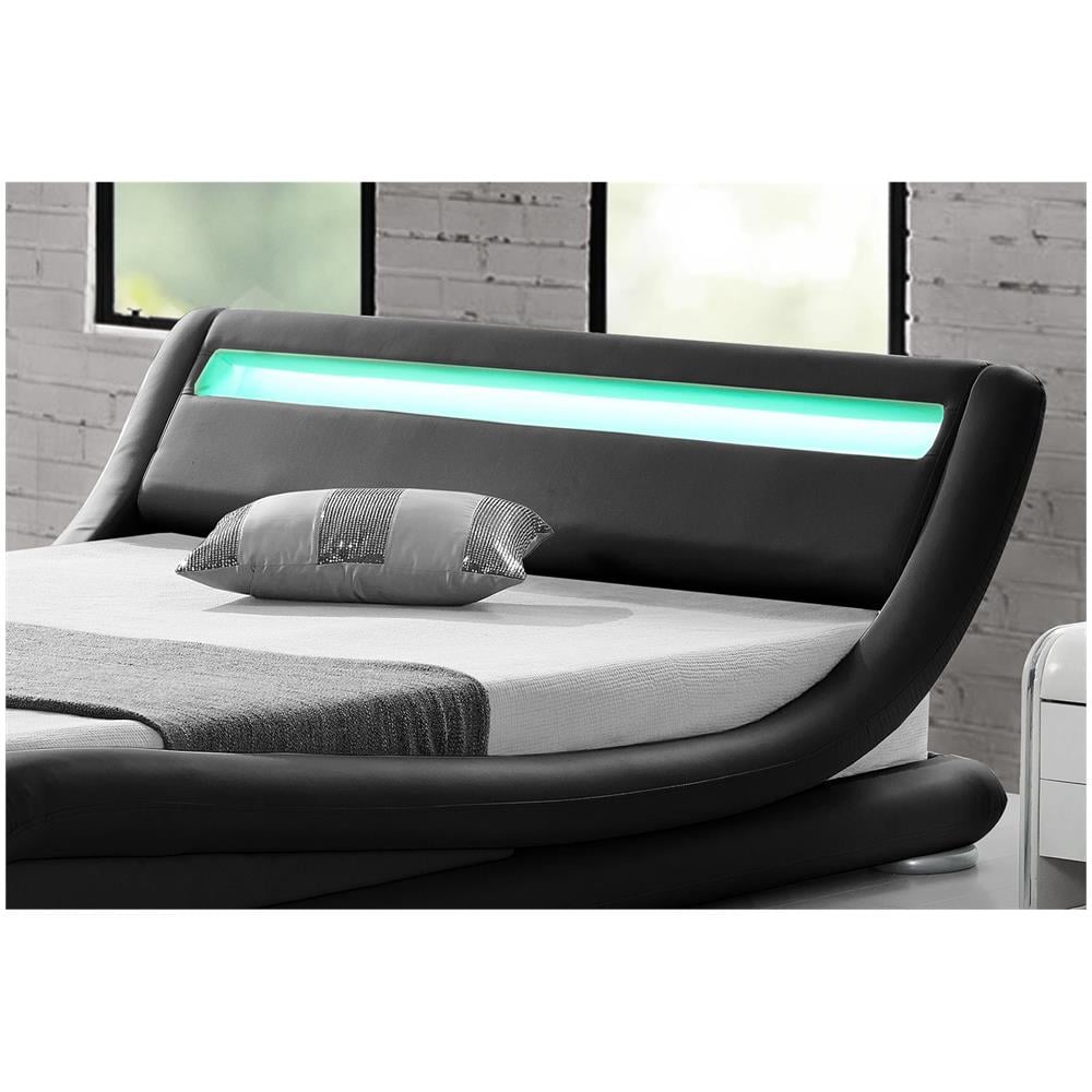 Seattle Struttura Letto In Similpelle Nera Con Led 160x200 Cm - Foto 4