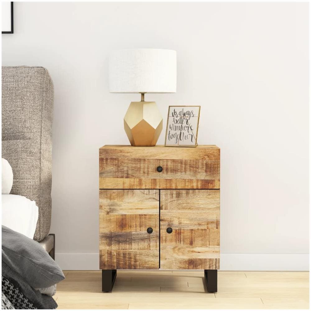 Comodino 50x33x60cm Legno Massello Di Mango E Legno Multistrato - Foto 1