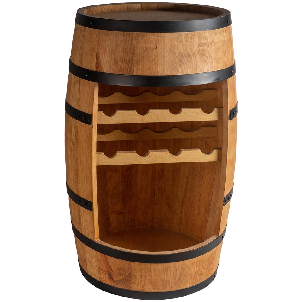 Cantinetta In Legno, Barile In Legno, Da 80 Cm Di Altezza, Botte Di Vino, Scaffale Per Bottiglie Di Alcol, Portabottiglie In Legno (rovere)  - Foto 2