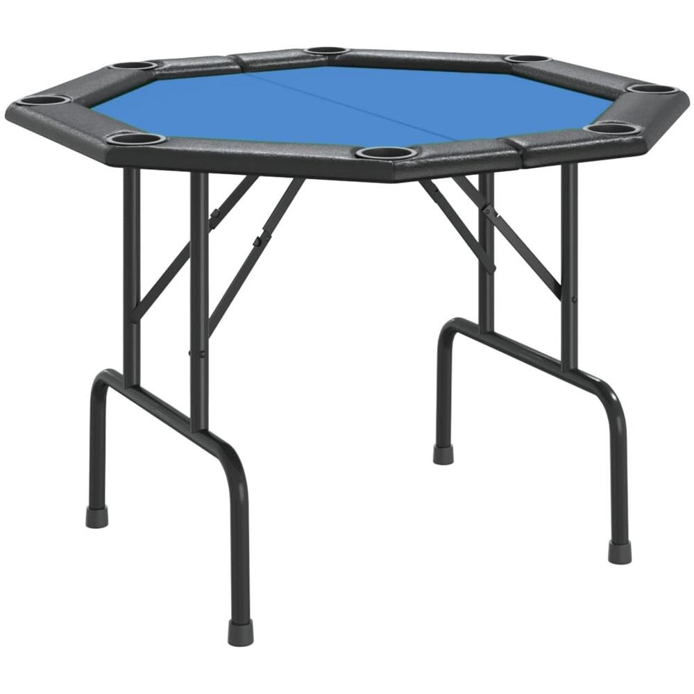 Tavolo Da Poker Pieghevole 8 Giocatori Blu 108x108x75 Cm - Foto 2