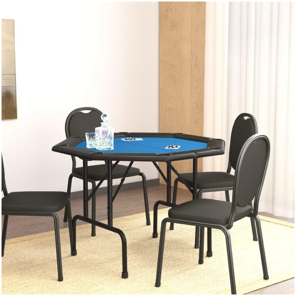 Tavolo Da Poker Pieghevole 8 Giocatori Blu 108x108x75 Cm - Foto 1