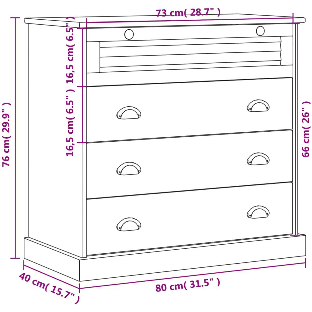 Cassettiera Vigo 80x40x76 Cm In Legno Massello Di Pino - Foto 9