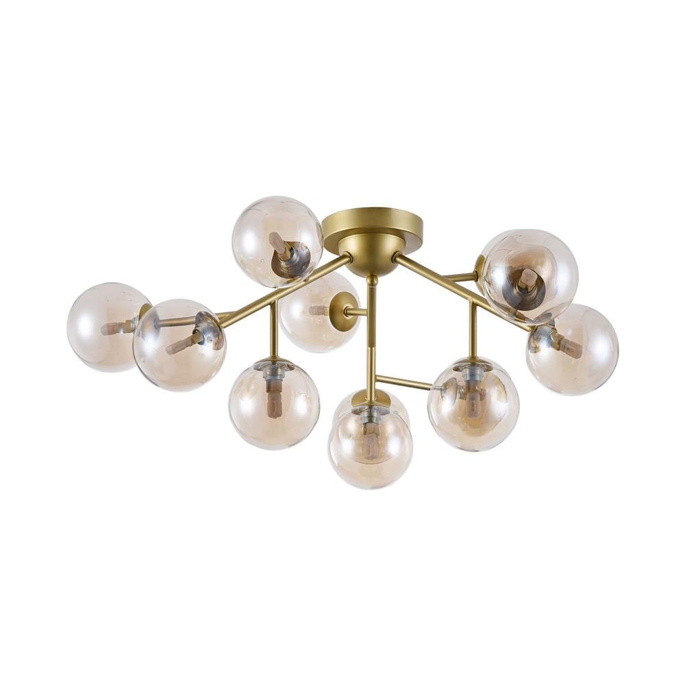 Lampadario Contemporaneo Dallas Metallo Oro 12 Luci Diffusori Ambra - Foto 1