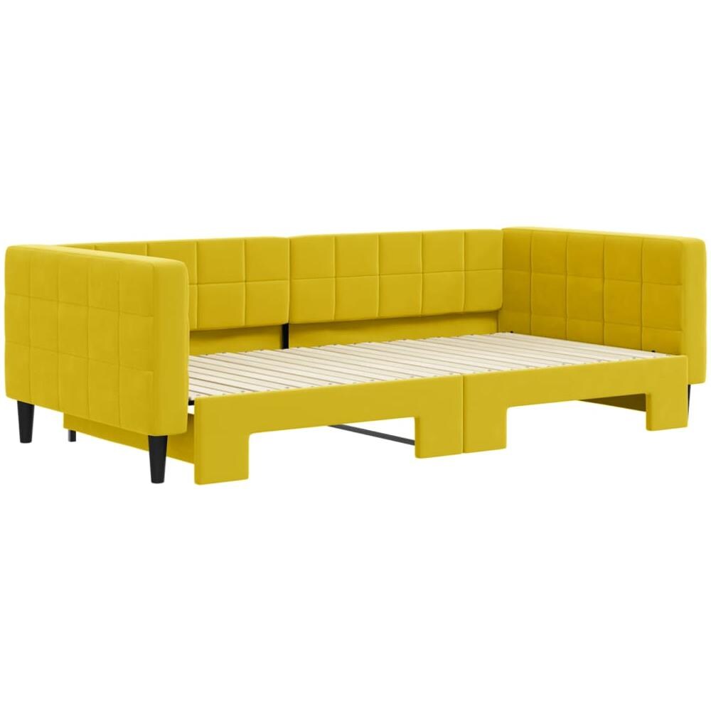 Divano Letto Con Letto Estraibile Giallo 100x200 Cm In Velluto - Foto 3