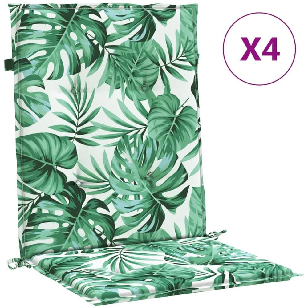 Cuscini Per Sedia Schienale Basso 4 Pz Motivo Foglie In Tessuto - Foto 2