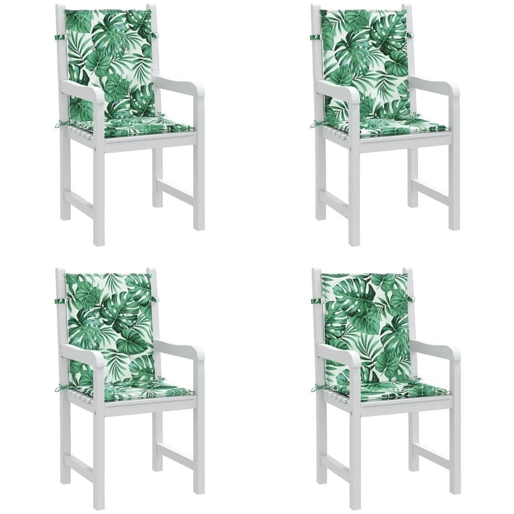 Cuscini Per Sedia Schienale Basso 4 Pz Motivo Foglie In Tessuto - Foto 3