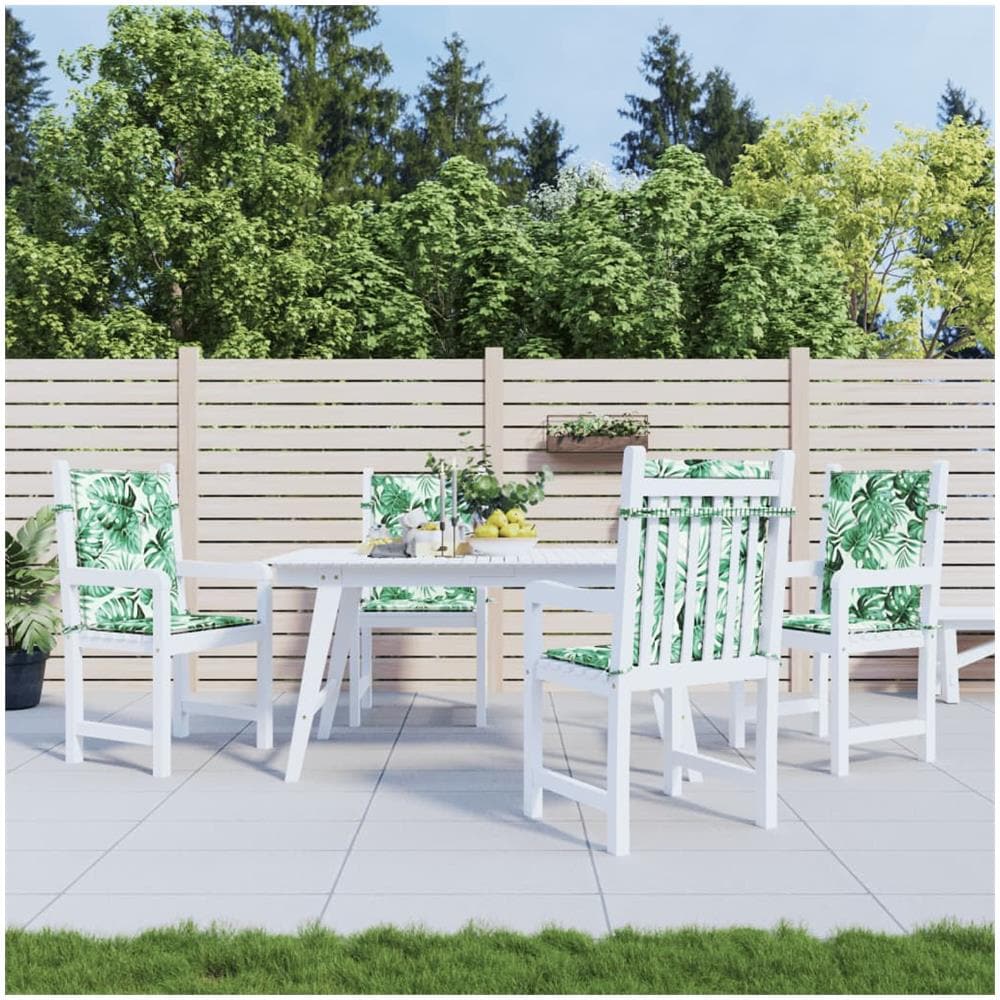 Cuscini Per Sedia Schienale Basso 4 Pz Motivo Foglie In Tessuto - Foto 1