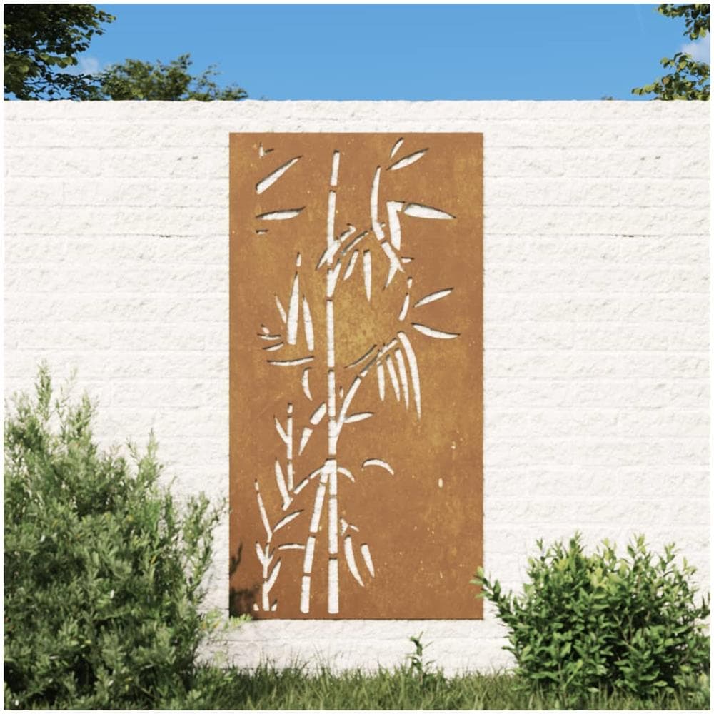 Decorazione Muro Da Giardino 105x55 Cm Bambù In Acciaio Corten - Foto 1