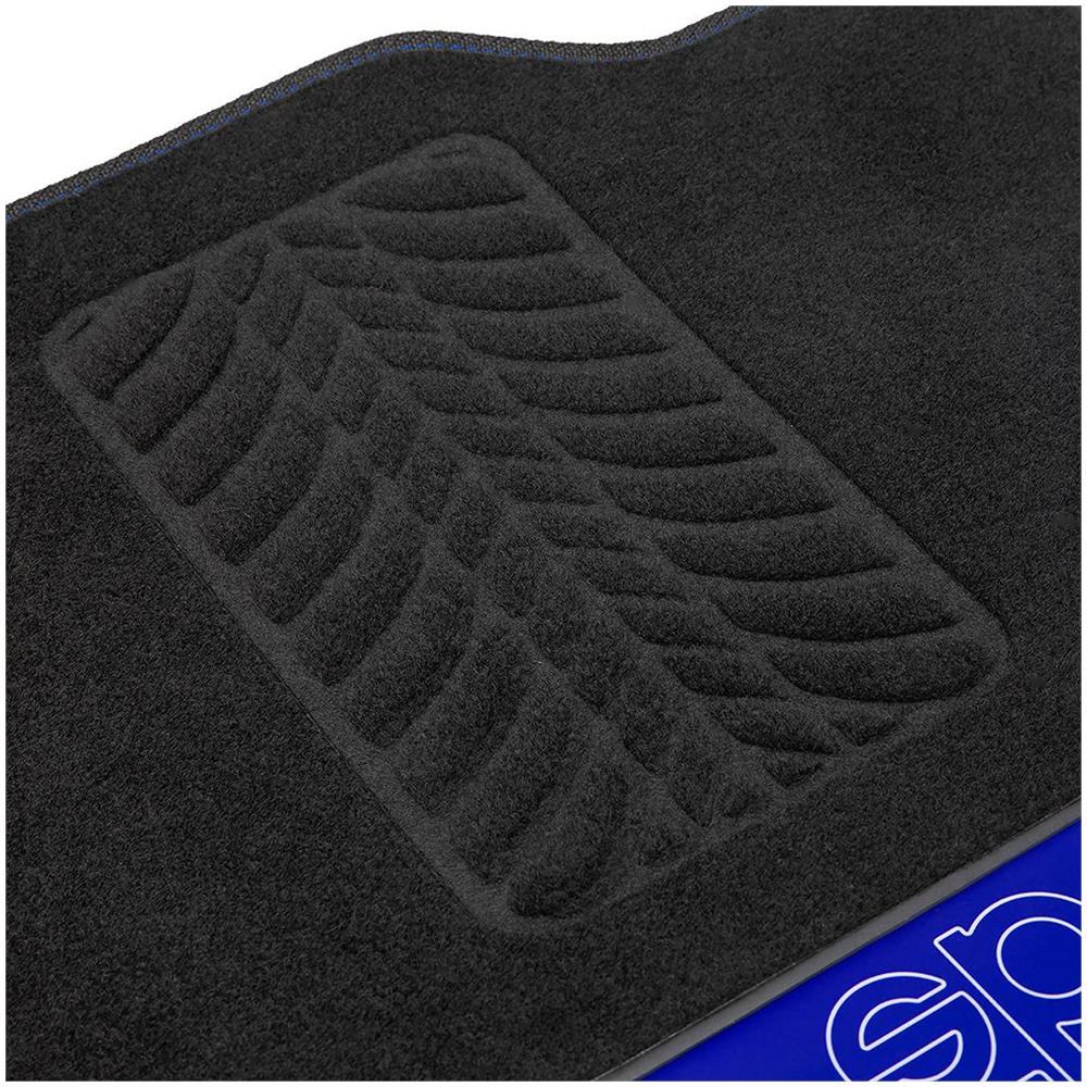 Set 4 Tappetini Neri E Blu Universali 2 Anteriori Con Logo E 2 Posteriori Per Auto In Moquette - Foto 2