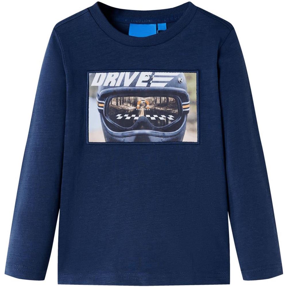 Maglietta Bambino Maniche Lunghe Blu Marino Mélange 128 - Foto 1