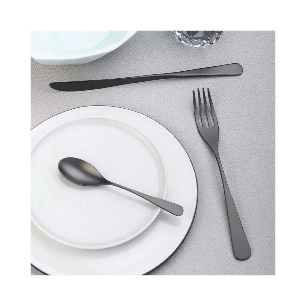 Audrey Velvet Total Black Posate con manico in acciaio con finitura satinata nera Confezione - Set da 24 Pezzi - 6 Posti Tavola - Confezione Regalo Made in Italy - Foto 2