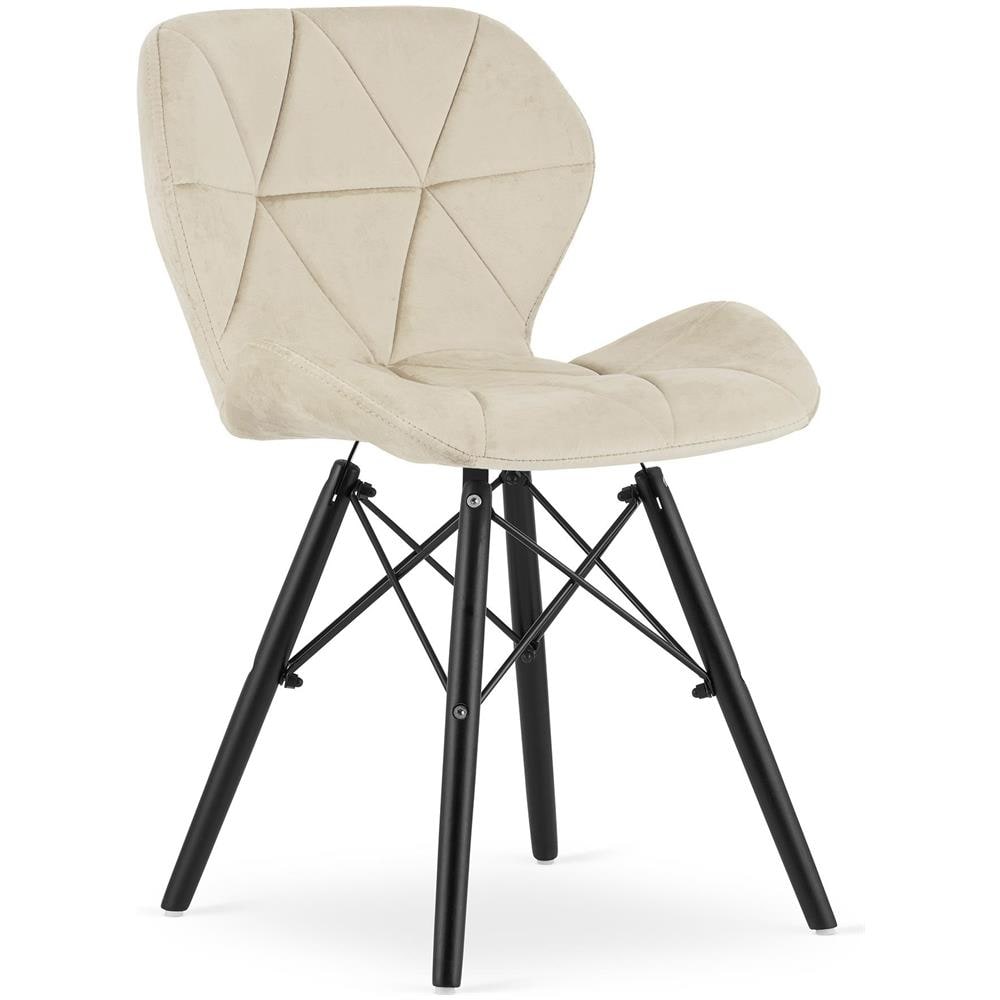 Sedia in velluto VALORA WAKO - Design moderno beige con gambe nere x 3 - Foto 2