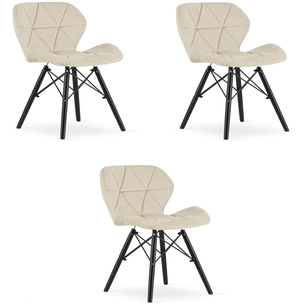 Sedia in velluto VALORA WAKO - Design moderno beige con gambe nere x 3 - Foto 1
