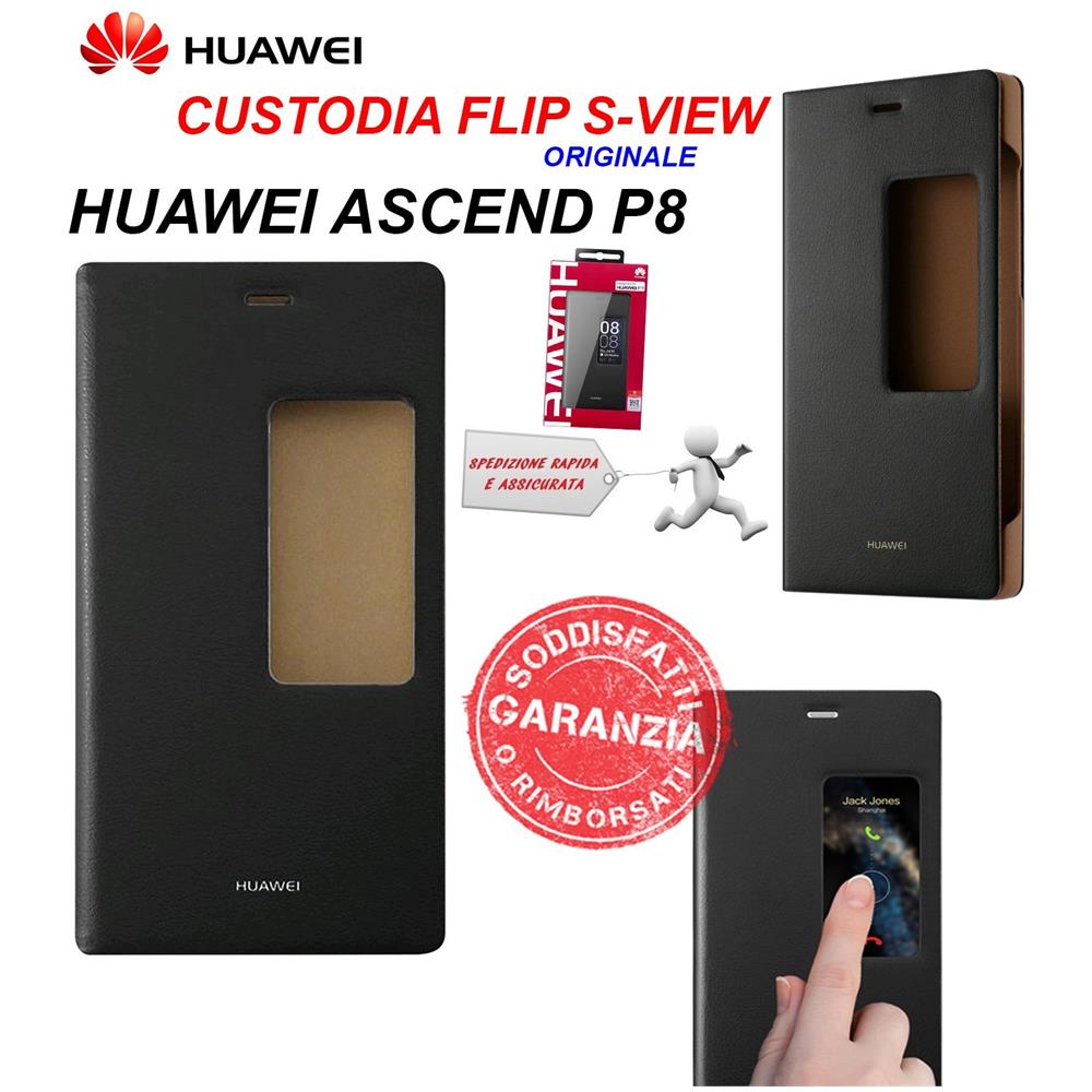 Flip Cover Custodia Originale per Ascend P8 - Nero - Foto 6