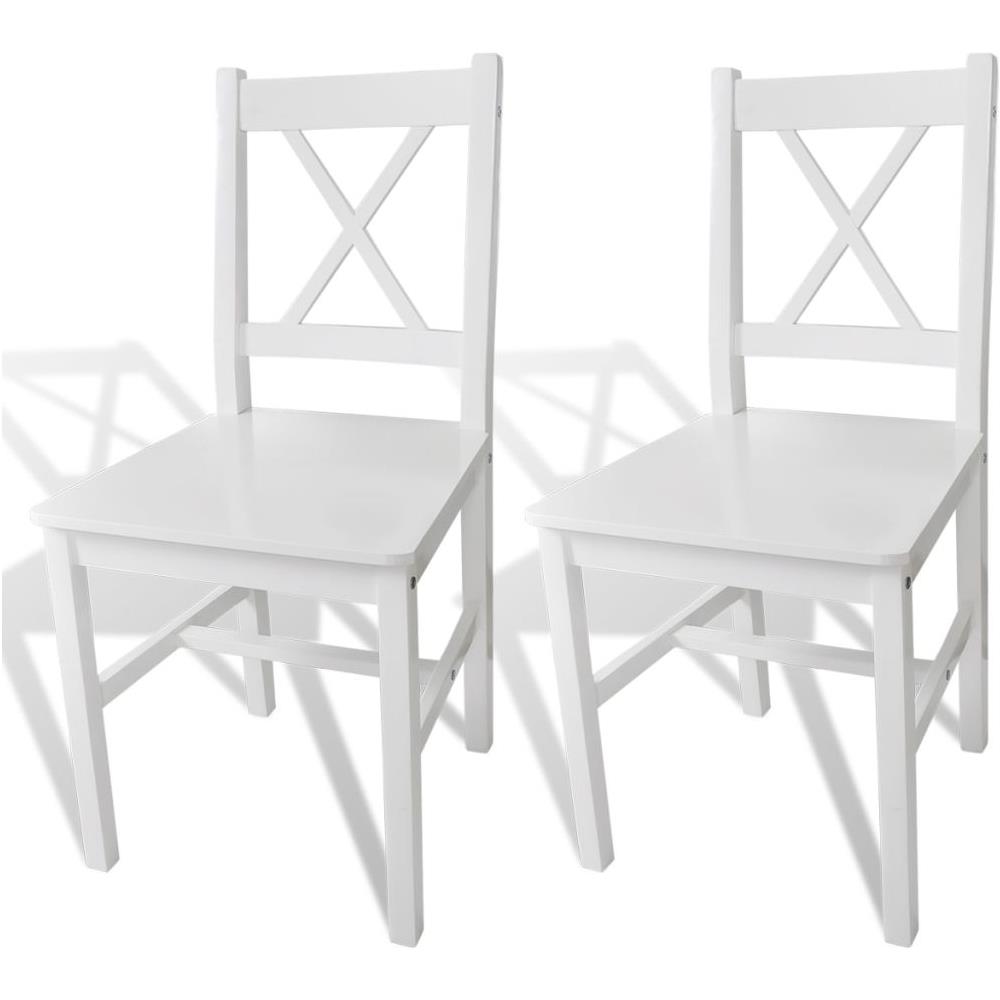 Sedia Da Tavola Bianca Legno 2 Pz - Foto 1