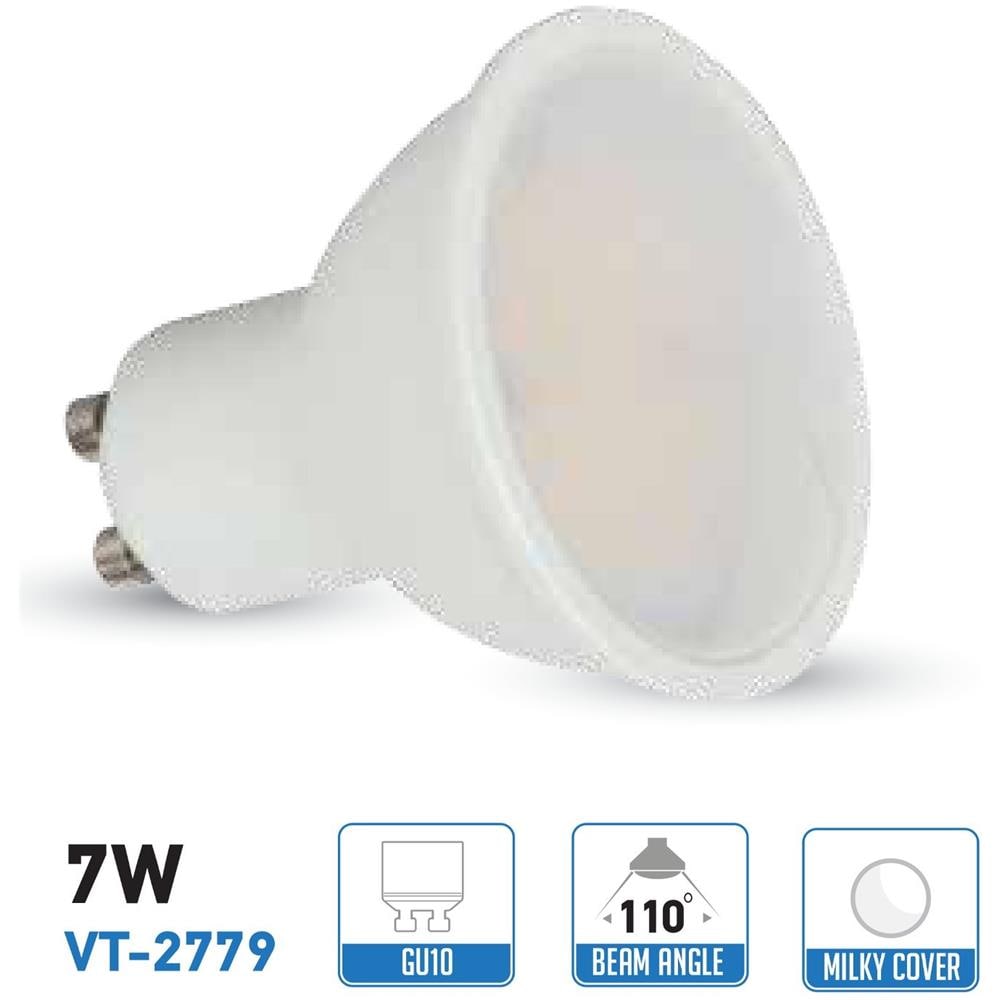 Faretti Led 7w Gu10 Smd Spotlight Milky Cover Luce Fredda 6400k Vt-2779 1684 - Foto 1