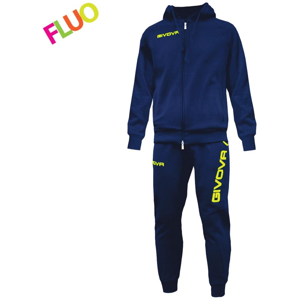 Tuta King Completo Di Giacca Con Zip Manica Lunga Con Cappuccio E Pantalone Colore Blu / giallo Fluo Taglia Xs - Foto 1