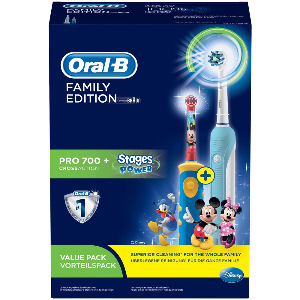 Spazzolino elettrico Oral-b + 1 Canale 700 CrossAction stadi di potenza - Family Pack - Foto 2