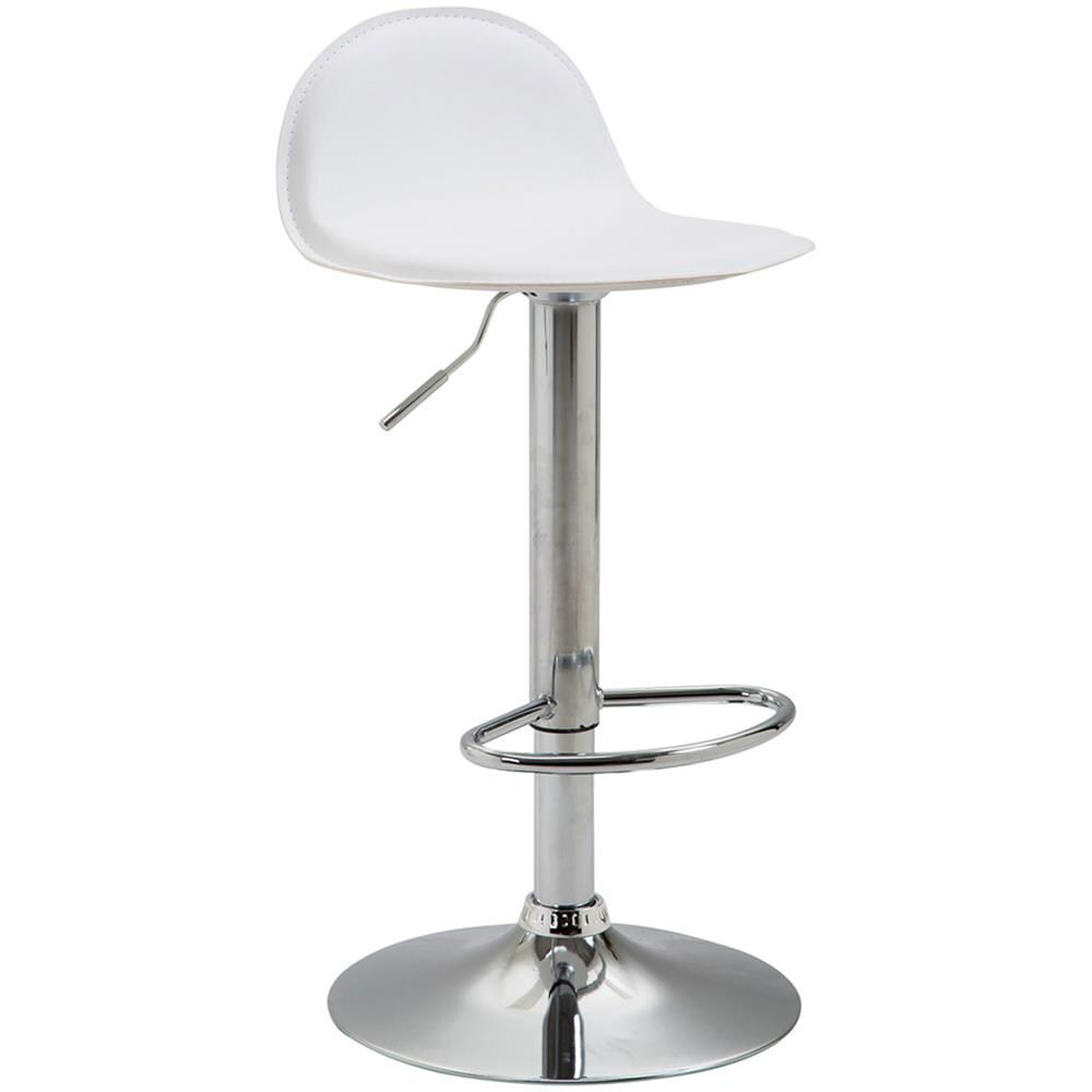 Sgabello Design Lana V2 in Similpelle - Sedia Sgabello Cucina con Poggiapiedi E Schienale - Sedia Girevole E Regolabile in Altezza 58-79CM Bianco - Foto 1