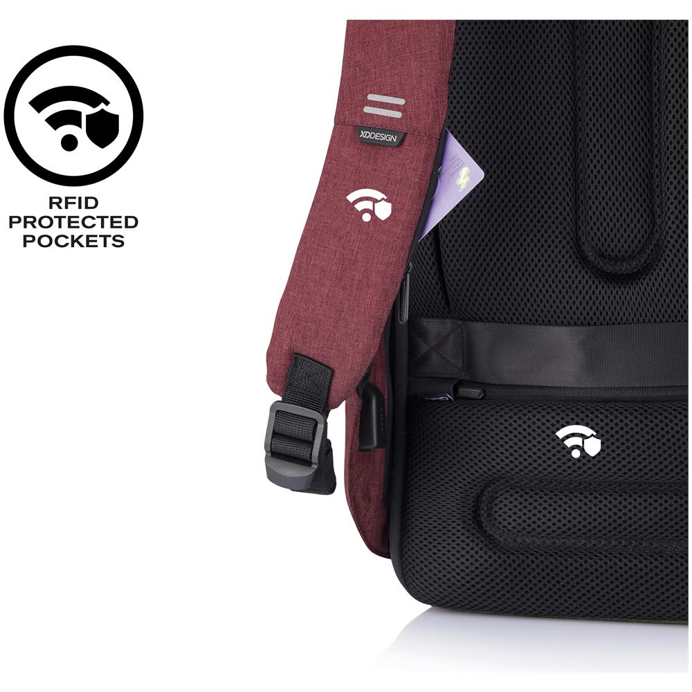 Bobby Hero Regular Zaino Antifurto Usb Rosso (borsa Unisex) - Foto 8