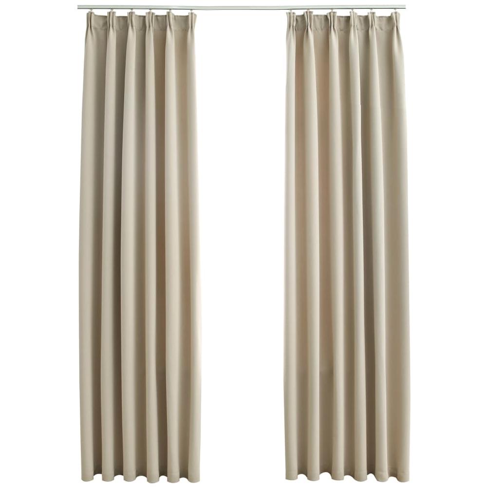 Tende Oscuranti Con Ganci 2 Pz Beige 140x245 Cm - Foto 2