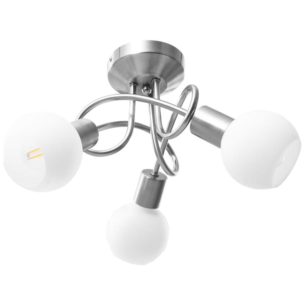 Lampadario Paralume In Ceramica A Coppa Bianco 3 Lampadine E14 - Foto 2