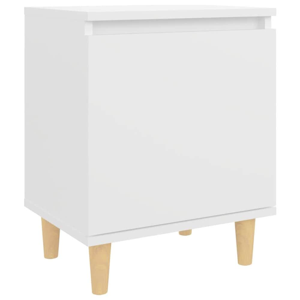 Comodino con Gambe in Legno Massello Bianco 40x30x50 cm - Foto 2
