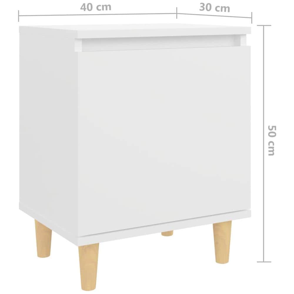 Comodino con Gambe in Legno Massello Bianco 40x30x50 cm - Foto 8