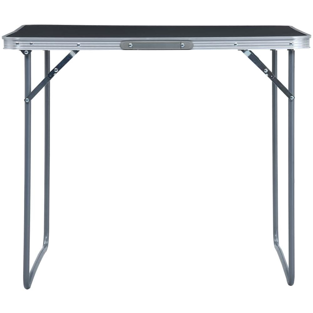 Tavolo da Campeggio Pieghevole Telaio in Metallo 80x60cm Grigio - Foto 2