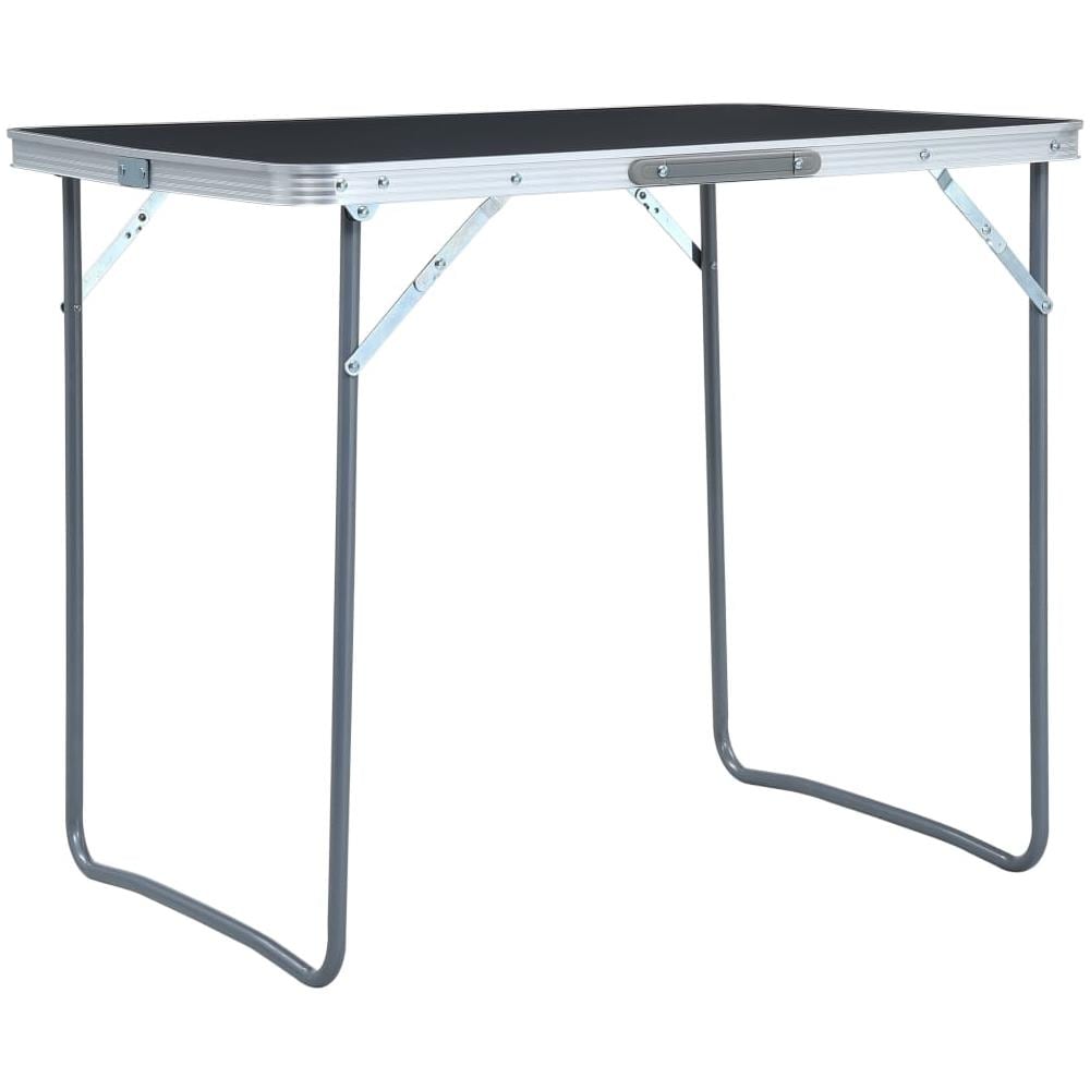 Tavolo da Campeggio Pieghevole Telaio in Metallo 80x60cm Grigio - Foto 1