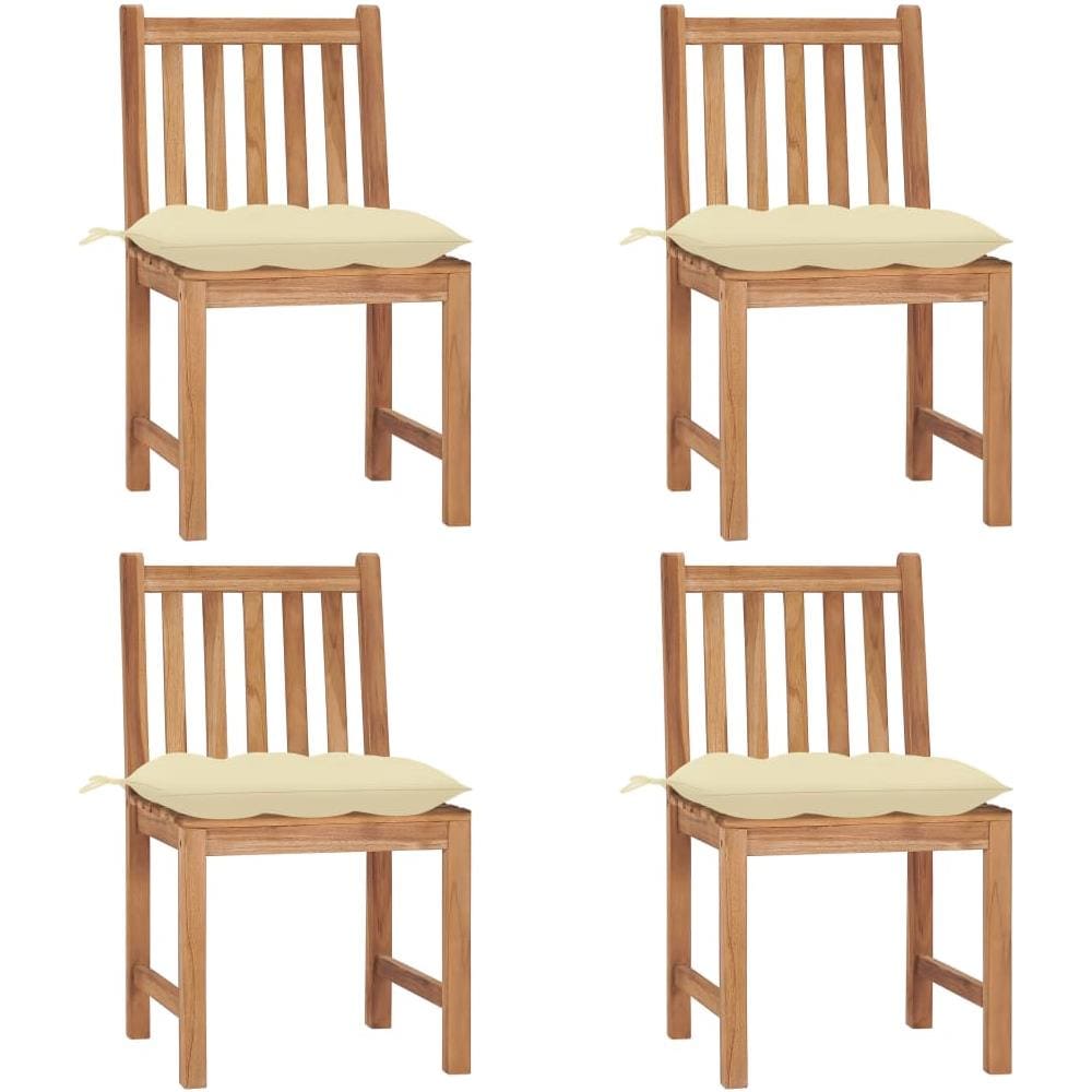 Sedie da Giardino 4 pz con Cuscini in Legno Massello di Teak - Foto 1